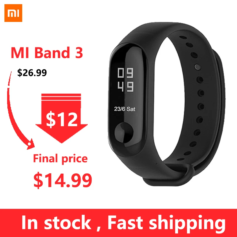 Спортивный смарт браслет Xiaomi Mi Band3 0 78 дюйма OLED Miband 3 пульсометр 5ATM