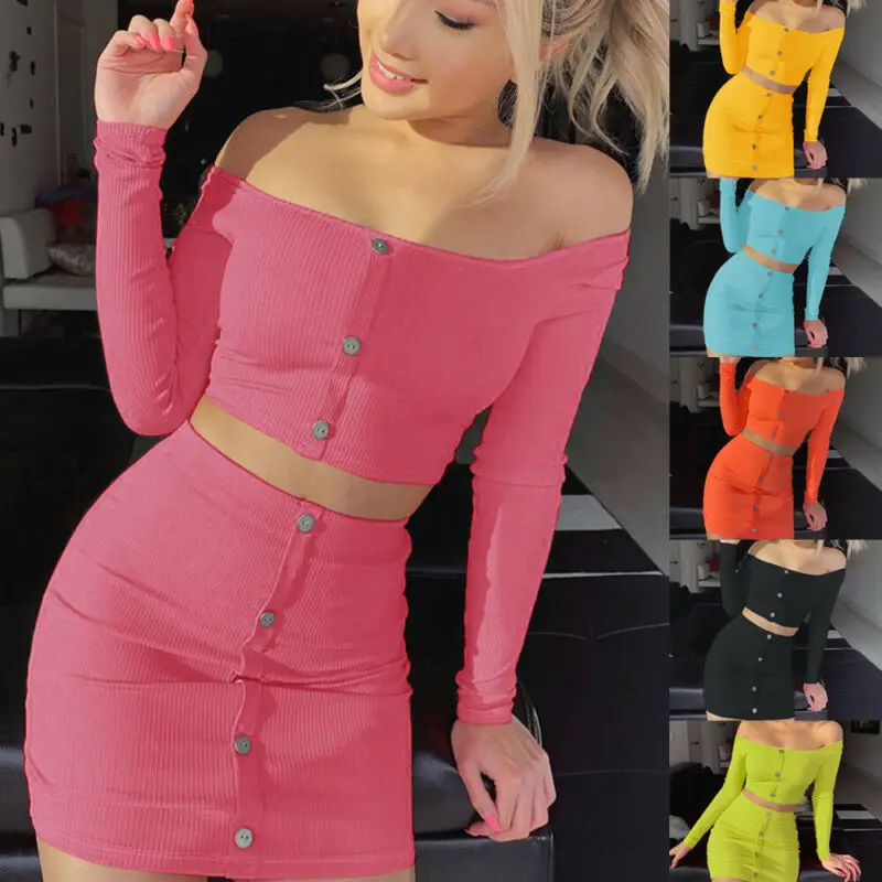 2019 New Women's Sexy 2 Piece Bodycon Two Piece Crop Top and Skirt Set Dress Party Lady One-shoulder Shirt Skirt Autumn Clothes
2019 New Women's Sexy 2 Piece Bodycon Two Piece Crop Top and Skirt Set Dress Party Lady One-shoulder Shirt Skirt Autumn Clothes
