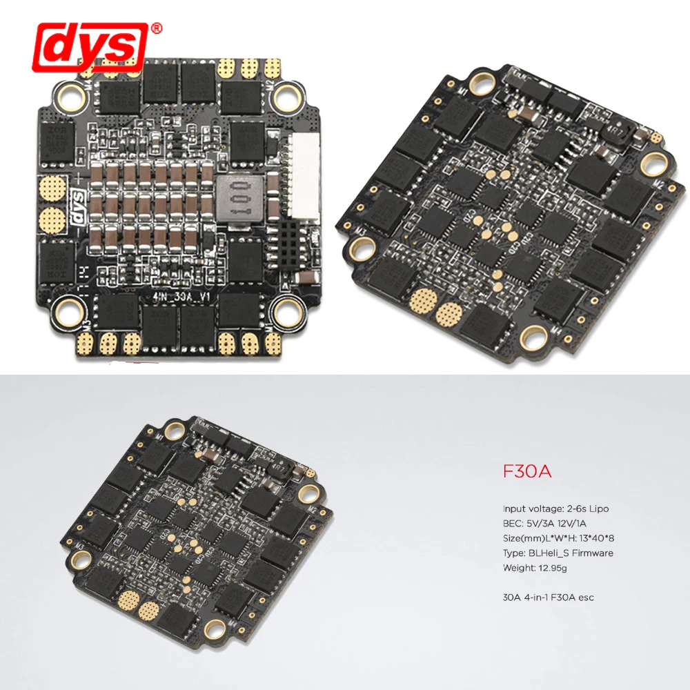 1pcs DYS F30A 4 in 1 BLHeli_S BB2 BEC 5V 12V 3A Dshot600 Oneshot125 Oneshot42 Multishot 2S-6S ESC For RC Drone
1pcs DYS F30A 4 in 1 BLHeli_S BB2 BEC 5V 12V 3A Dshot600 Oneshot125 Oneshot42 Multishot 2S-6S ESC For RC Drone