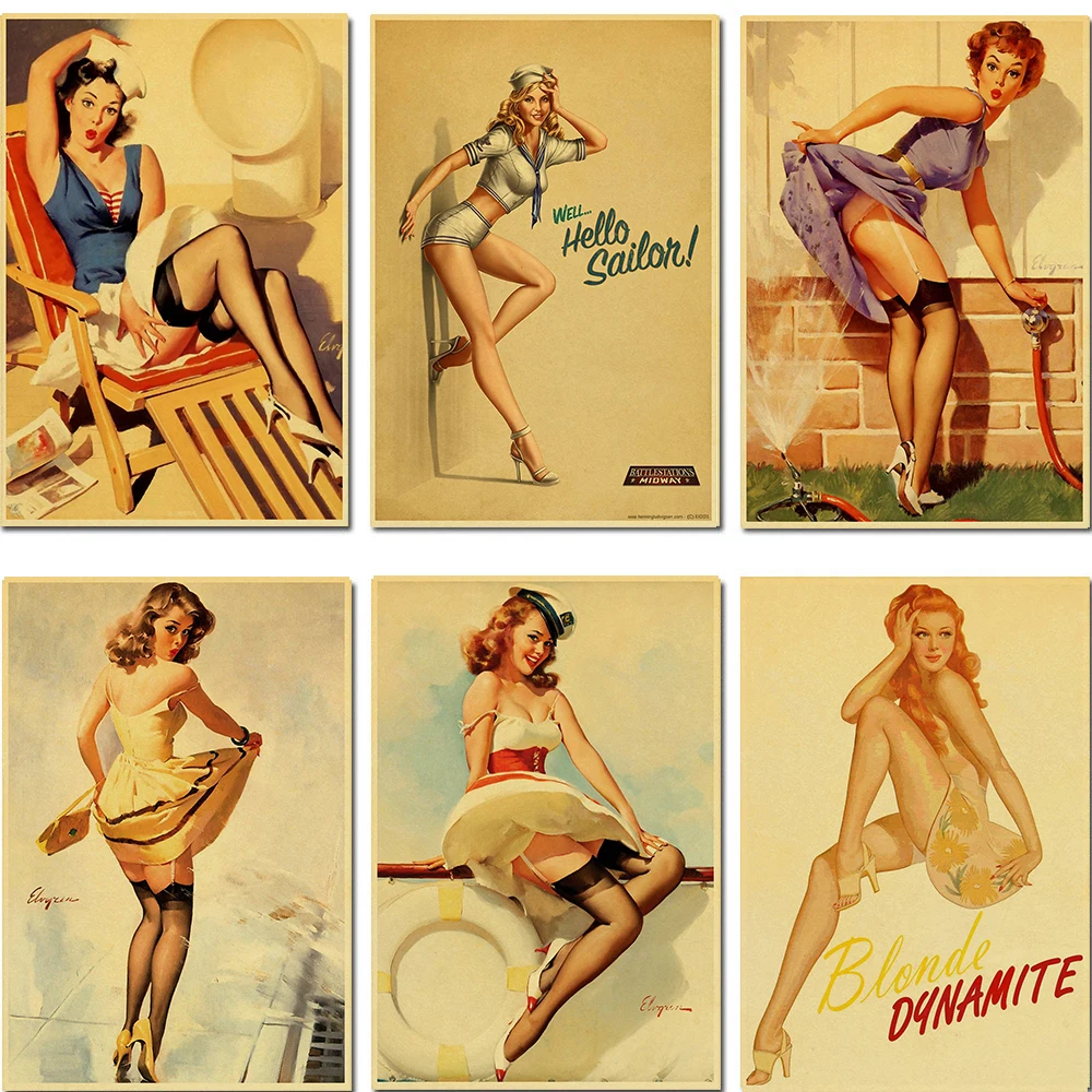Новый мировой войны II Pin Up сексуальная девушка высокое качество ретро постер