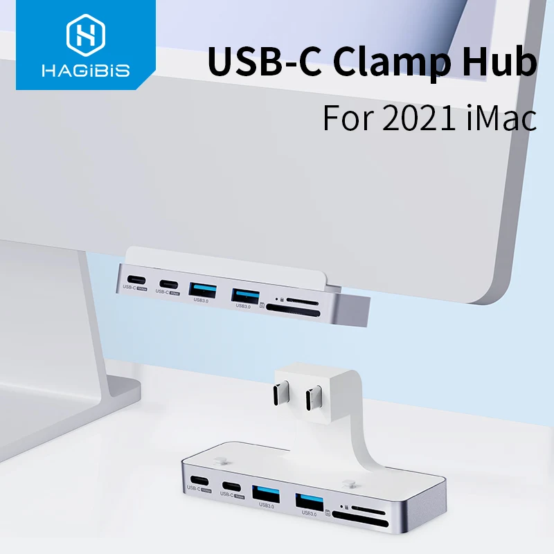 Хагбис USB C зажим концентратор Type-c для 2021 iMac с 3 0 Micro/SD кард-ридер 4K HD док-станция