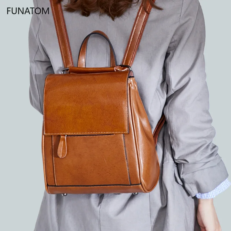 

HOT Women Backpack Second Layer Cowhide Genuine Leather Fashion Causal Bags Female Shoulder Bag Backpacks For Girls High Quality