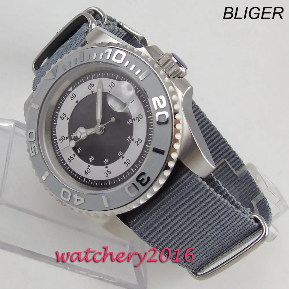 NEW 40mm Sterile Dial Rotating Ceramic Bezel Luminous hands Date Bliger men's Watch nylon strap Automatic Movement men's Watch
NEW 40mm Sterile Dial Rotating Ceramic Bezel Luminous hands Date Bliger men's Watch nylon strap Automatic Movement men's Watch