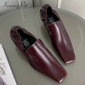 Krazing pot fashion advanced soft genuine leather slip on loafers square toe high heels elegant solid women daily wear pumps L10
Krazing pot fashion advanced soft genuine leather slip on loafers square toe high heels elegant solid women daily wear pumps L10