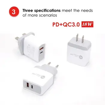 PD 18W Type-C Charger Compatible with QC3.0 Fast Charging USB Mobile Phone Charger
PD 18W Type-C Charger Compatible with QC3.0 Fast Charging USB Mobile Phone Charger