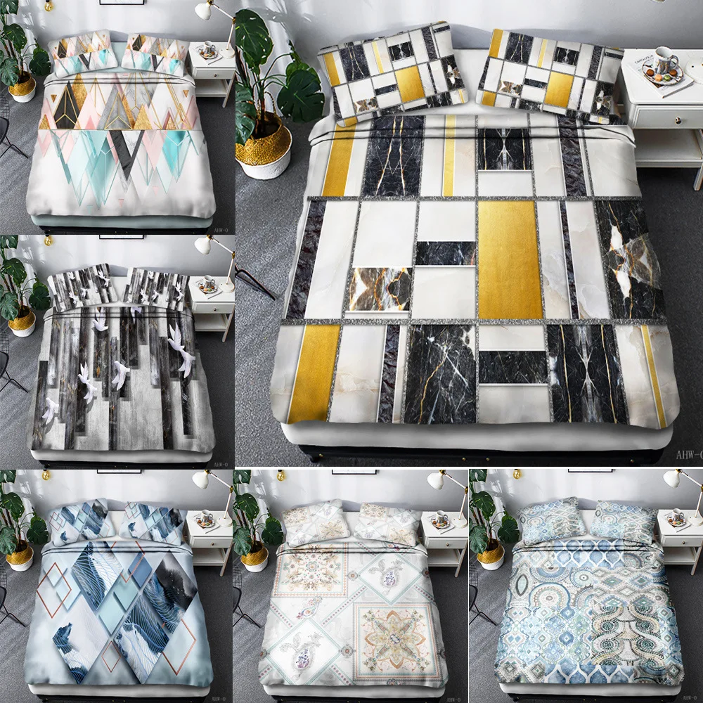 Geometric pattern household three sets of 3D digital printing duvet cover set single bed Twin Double Queen King Duvet Cover
Geometric pattern household three sets of 3D digital printing duvet cover set single bed Twin Double Queen King Duvet Cover