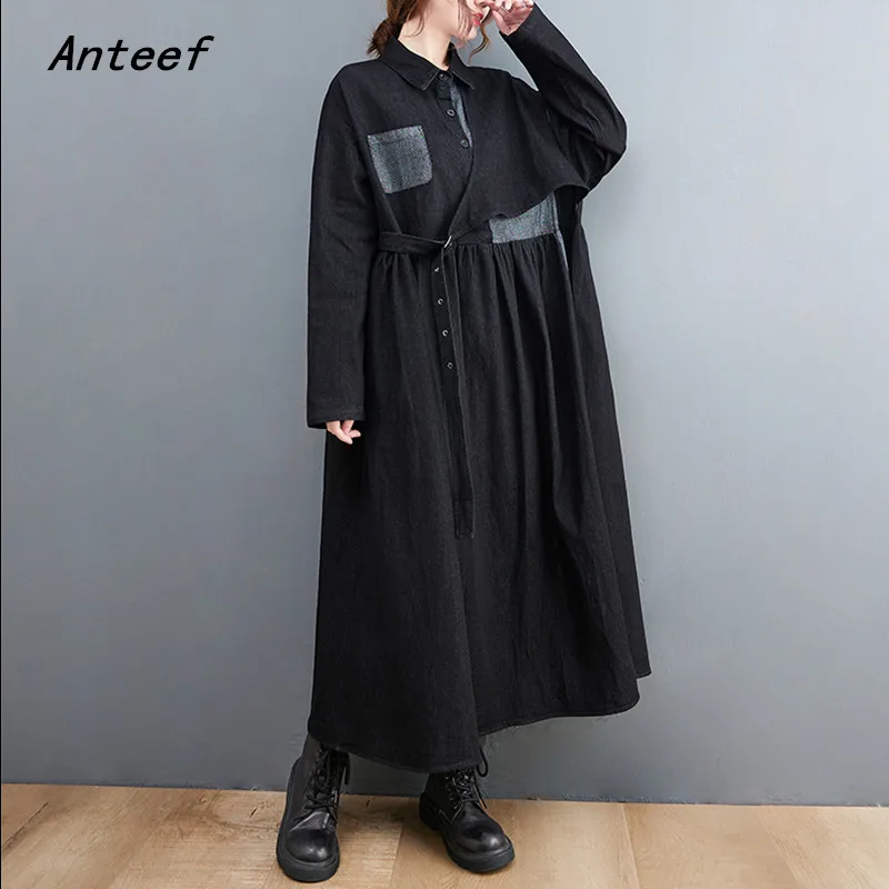Anteef long sleeve oversized denim vintage dresses for women casual loose spring autumn shirt dress elegant clothing 2022
Anteef long sleeve oversized denim vintage dresses for women casual loose spring autumn shirt dress elegant clothing 2022