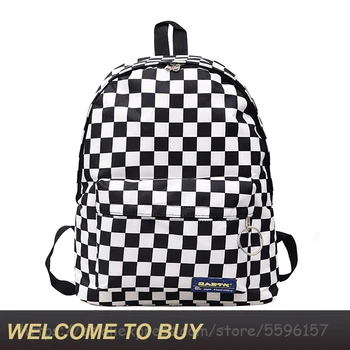 2020 New Unisex Black White Plaid Nylon Female Travel Daypack Laptop Backpack Girls Book Schoolbag Casual Rucksack Women Bags
2020 New Unisex Black White Plaid Nylon Female Travel Daypack Laptop Backpack Girls Book Schoolbag Casual Rucksack Women Bags