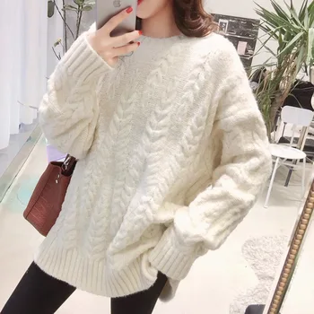 2019 Women Loose Basic Knitted O-Neck Sweater Autumn Winter Female Solid Warm Pullovers Thicken Jumper Pull
2019 Women Loose Basic Knitted O-Neck Sweater Autumn Winter Female Solid Warm Pullovers Thicken Jumper Pull