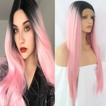 BM Black Rooted White Pink Long Straight Synthetic 13*3 Lace Front Wig Heat Resistant Fiber Hair Natural Hairline For Women Wigs
BM Black Rooted White Pink Long Straight Synthetic 13*3 Lace Front Wig Heat Resistant Fiber Hair Natural Hairline For Women Wigs