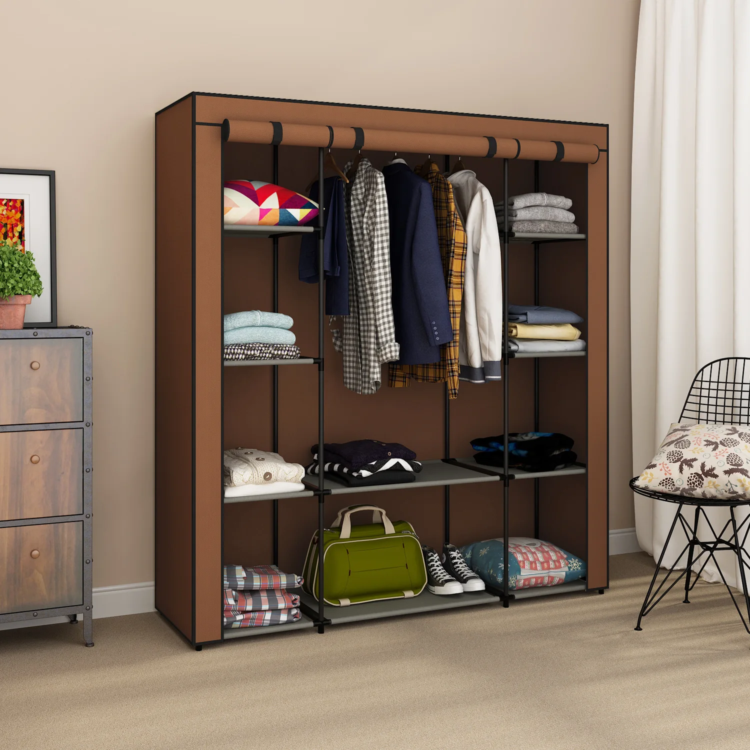 Europe And America Solid Color Cloth Wardrobe Double Assembly Economical Steel Tube Rough Reinforced Simplicity Fabric Storage W
Europe And America Solid Color Cloth Wardrobe Double Assembly Economical Steel Tube Rough Reinforced Simplicity Fabric Storage W