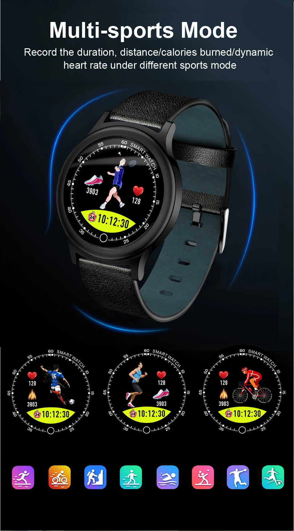 Q28 Smart Watch IP67 Waterproof Wearable Device Bluetooth Pedometer Heart Rate Monitor Men Fashion SmartWatch For AndroidIOS (7)