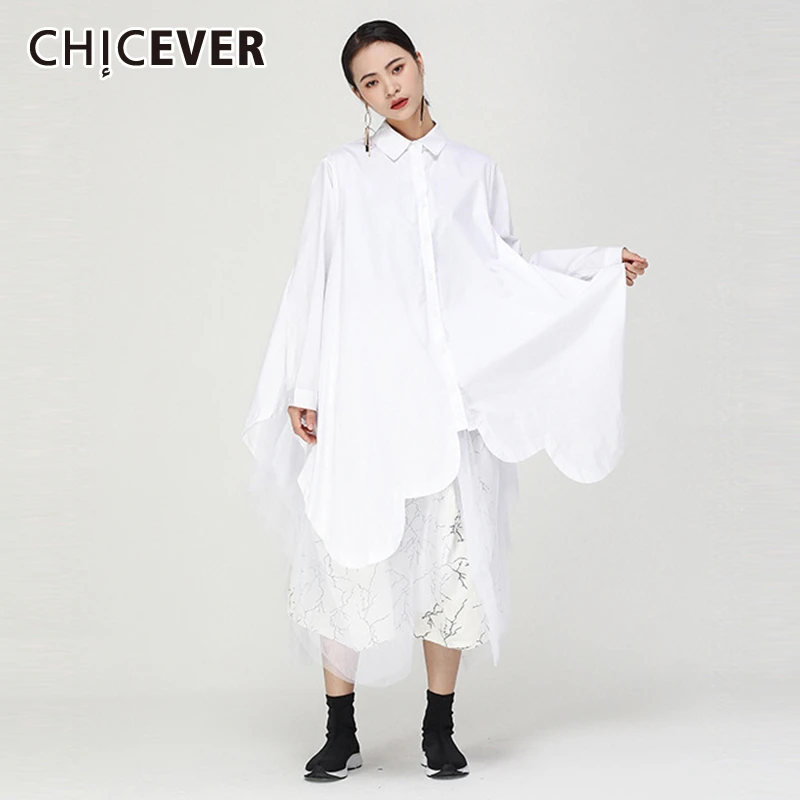 CHICEVER корейский стиль лоскутные сетчатые платья для женщин воротник с лацканами