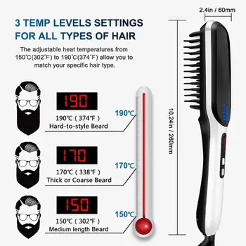 Digital Display 3 Temperature Hair Straightening Comb Electric Men Beard Brush Comb Professional Beard Care Brush Combs 
Digital Display 3 Temperature Hair Straightening Comb Electric Men Beard Brush Comb Professional Beard Care Brush Combs