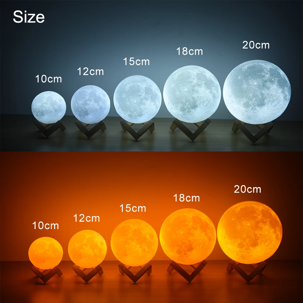Настольная лампа Rambery moon светодиодная с 3D принтом перезаряжаемая 16 цветовыми