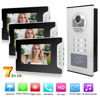 7in Video Intercom 3 Monitors Smart Doorphone System RFID Night Vision Doorbell 100-240V ring doorbell
7in Video Intercom 3 Monitors Smart Doorphone System RFID Night Vision Doorbell 100-240V ring doorbell
