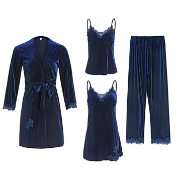 Velvet Sleepwear Soft 4PCS Sleep Set Female Kimono Robe Gown Nightwear Velour Bathrobe Sexy Nightgown Homewear Intimate Lingerie
Velvet Sleepwear Soft 4PCS Sleep Set Female Kimono Robe Gown Nightwear Velour Bathrobe Sexy Nightgown Homewear Intimate Lingerie