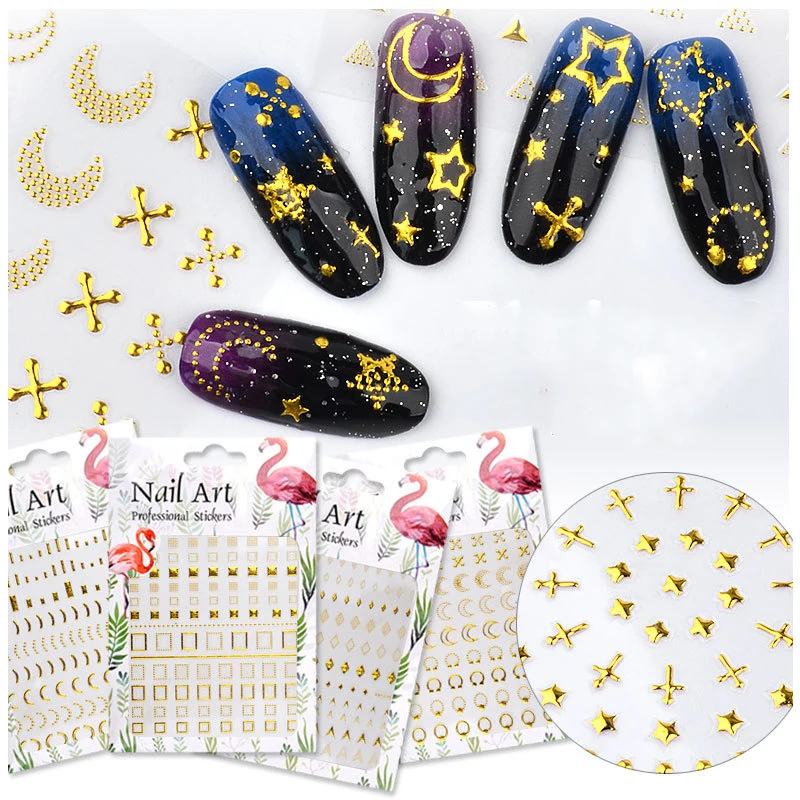 1 Sheet Star Moon Golden 3D Metal Color Nail Sticker Geometry Cross Stud Golden Decals DIY Nail Tip Decorations Self-Adhesive
1 Sheet Star Moon Golden 3D Metal Color Nail Sticker Geometry Cross Stud Golden Decals DIY Nail Tip Decorations Self-Adhesive