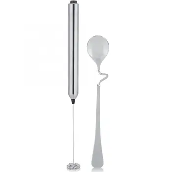 Electric Milk Frother Stainless Steel Electric Handheld Battery Operated Coffee Milk Frother with Spoon Cooking
Electric Milk Frother Stainless Steel Electric Handheld Battery Operated Coffee Milk Frother with Spoon Cooking