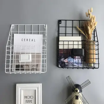 Nordic Wrought Iron Storage Basket Magazine Newspaper Storage Rack Wall Mount Home Decoration Office Debris Storage Basket 
Nordic Wrought Iron Storage Basket Magazine Newspaper Storage Rack Wall Mount Home Decoration Office Debris Storage Basket