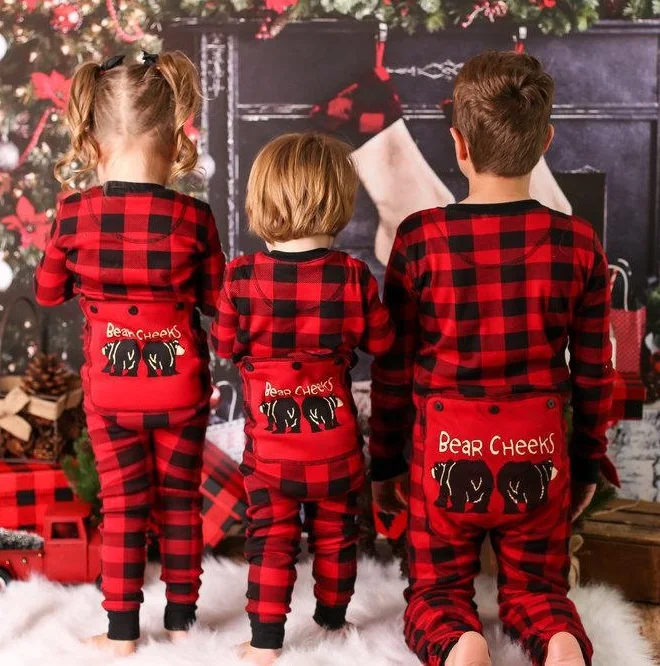

Family Matching Clothes Outfits Look Plaid Onesies Christmas Pajamas Father Mother Kids Baby's Nightwear Clothing Family Pajamas