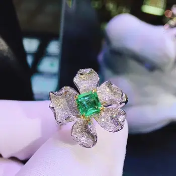H529 Emerald Ring 0.85ct Pure 18 K Gold Jewelry 100% Natural Green Emerald Gemstone Diamond Female Rings for women Fine Ring
H529 Emerald Ring 0.85ct Pure 18 K Gold Jewelry 100% Natural Green Emerald Gemstone Diamond Female Rings for women Fine Ring