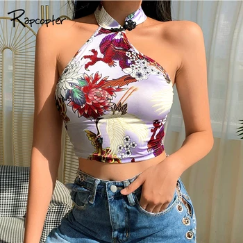 Rapcopter Chinese Style Women Tops Dragon Floral Y2K Tee Tops Backless Sleveless Slim Sexy Crop Top Summer Halter Streetwear Top
Rapcopter Chinese Style Women Tops Dragon Floral Y2K Tee Tops Backless Sleveless Slim Sexy Crop Top Summer Halter Streetwear Top