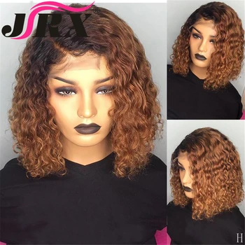 

Ombre Honey Blonde Curly Human Hair Wig Peruvian Remy Preplucked Hair 13X4 Lace Front Wig Glueless Baby Hair For Black Women
