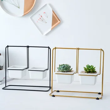 New Nordic Style Ceramic Swing Flower Pot Wrought Iron Swing Succulent plants Ceramic Pot Iron Frame Set Desktop Home Decoration 
New Nordic Style Ceramic Swing Flower Pot Wrought Iron Swing Succulent plants Ceramic Pot Iron Frame Set Desktop Home Decoration