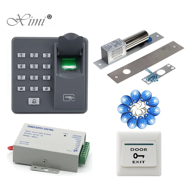 Biometric Fingerprint Access Control System ZK X6 RFID Door Access Control Kit+Power Supply+Electric Lock+Exit Button+Key
Biometric Fingerprint Access Control System ZK X6 RFID Door Access Control Kit+Power Supply+Electric Lock+Exit Button+Key