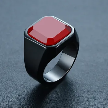 ZORCVENS Vintage Men's Square Carnelian Signet Ring In Red Nature Stone Statement Black Stainless Steel Ring for Man Wholesale 
ZORCVENS Vintage Men's Square Carnelian Signet Ring In Red Nature Stone Statement Black Stainless Steel Ring for Man Wholesale