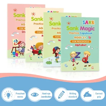 Magic Practice Copybook Set Magic Calligraphy That Can Be Reused English Tracing Book Number Tracing Book for Preschool Books
Magic Practice Copybook Set Magic Calligraphy That Can Be Reused English Tracing Book Number Tracing Book for Preschool Books