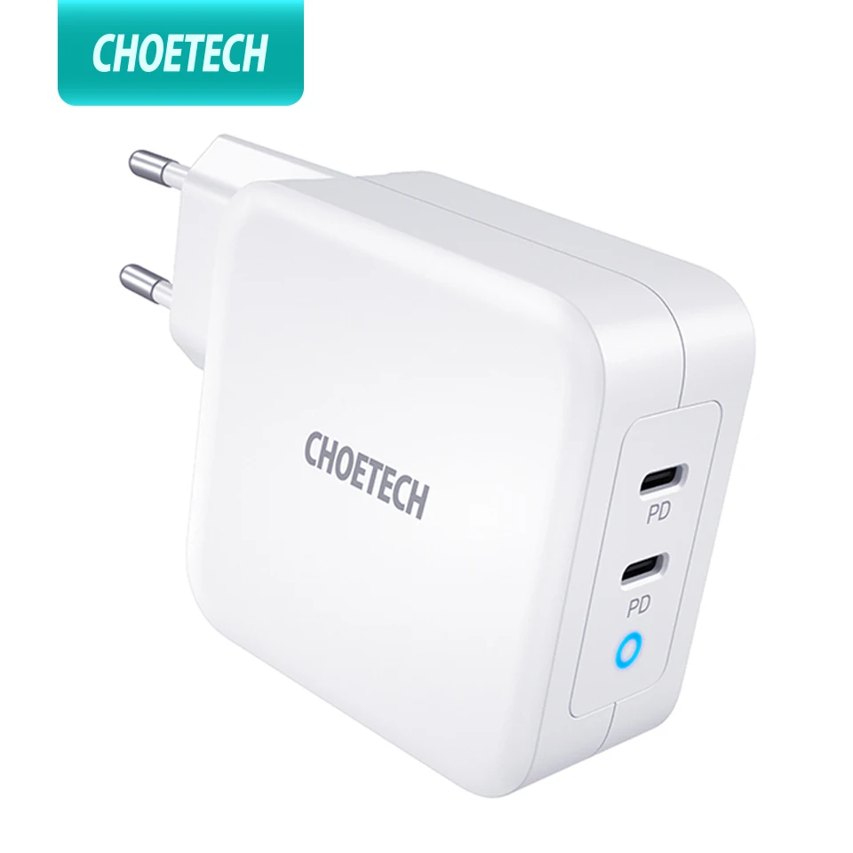 CHOETECH 100 Вт PD Ган зарядное устройство с двумя портами USB типа C для быстрой зарядки