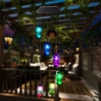 

LED Wind Chimes Light Solar Wishing Bottle Sea Starfish Waterproof Windbell Lamp Garden Yard Home Hanging Night Light D30