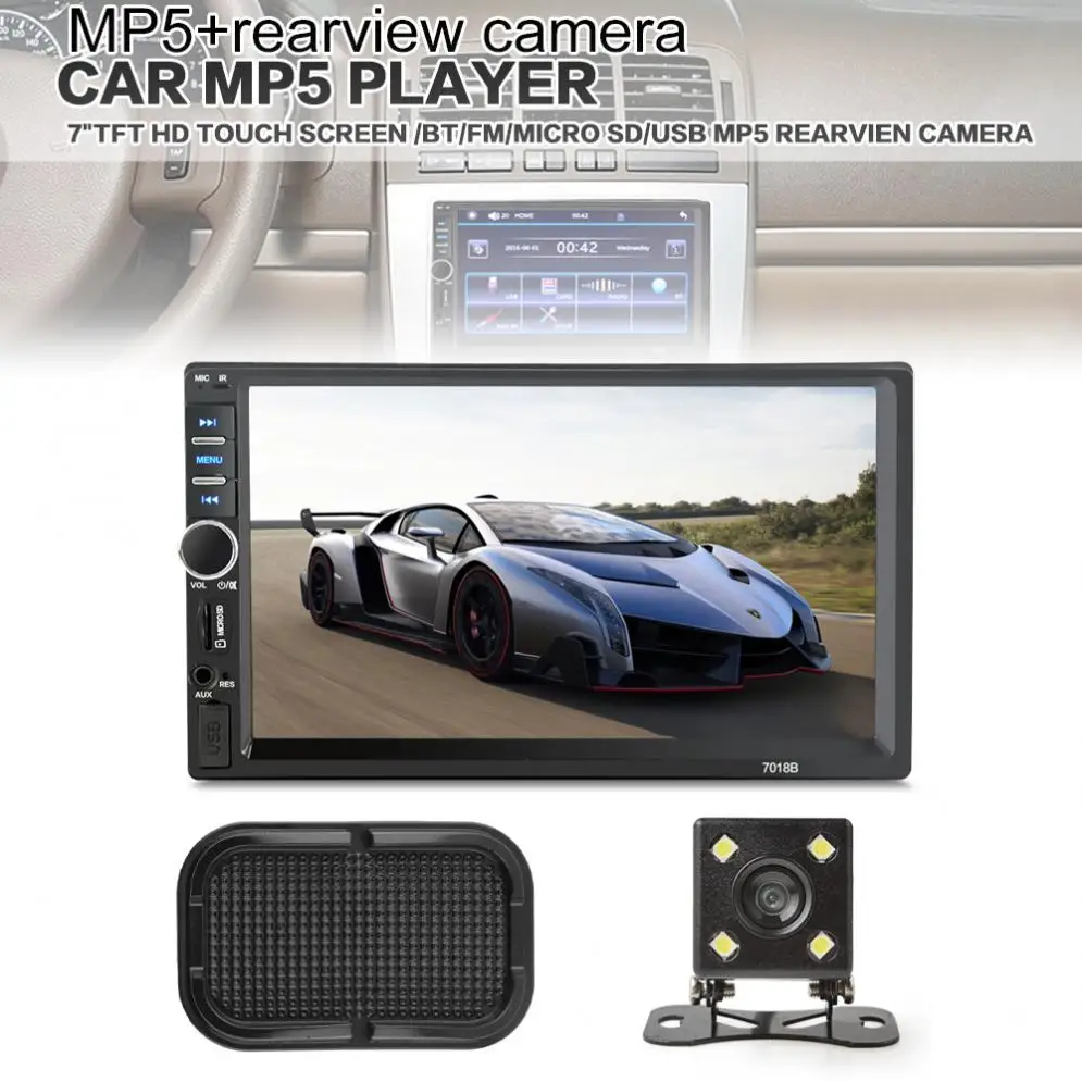 7 Inch 2 Din Bluetooth Car MP5 Video Player In Touch Screen MP3 USB TF AUX FM +Rear View Camera + Car Anti-slip Phone Holder
7 Inch 2 Din Bluetooth Car MP5 Video Player In Touch Screen MP3 USB TF AUX FM +Rear View Camera + Car Anti-slip Phone Holder