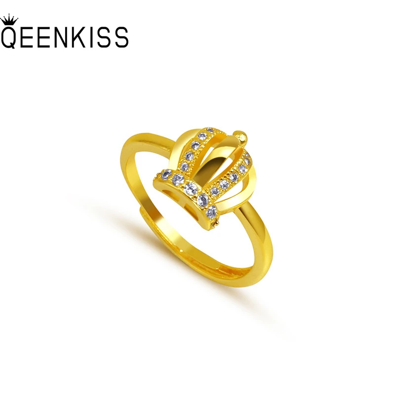 QEENKISS 24KT Gold Crown Ring For Women Adjustable Zircon Ring Fine Wholesale Jewelry Wedding Party Bride Ladies Girl Gift RG554
QEENKISS 24KT Gold Crown Ring For Women Adjustable Zircon Ring Fine Wholesale Jewelry Wedding Party Bride Ladies Girl Gift RG554