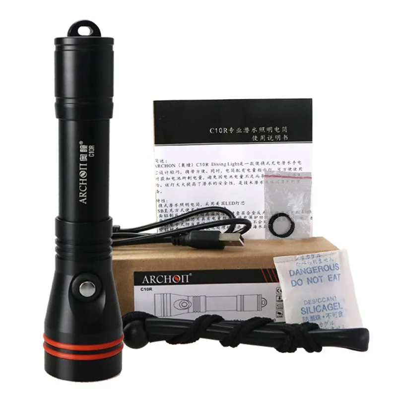 ARCHON C10R 1200 Lumen Underwater Dive Flashlight USB Rechargeable Diving Light Torch Underwater 100m Built-in 18650 battery
ARCHON C10R 1200 Lumen Underwater Dive Flashlight USB Rechargeable Diving Light Torch Underwater 100m Built-in 18650 battery