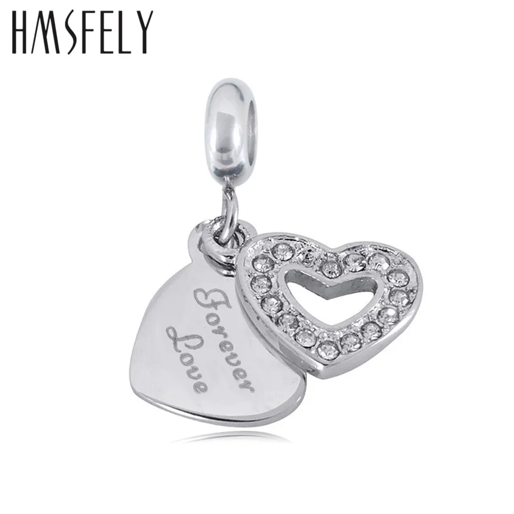 

HMSFELY 316L Stainless Steel Heart Family Pendant For DIY Bracelets Necklace Jewelry Making Accessories Bracelet Dangles 4pcs