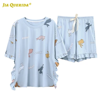 New Blue Crew Neck Pajamas Set Casual Style Fashion Style Short Sleeve Woman Pajamas Woman Clothes Loungewear Printing Pajamas
New Blue Crew Neck Pajamas Set Casual Style Fashion Style Short Sleeve Woman Pajamas Woman Clothes Loungewear Printing Pajamas