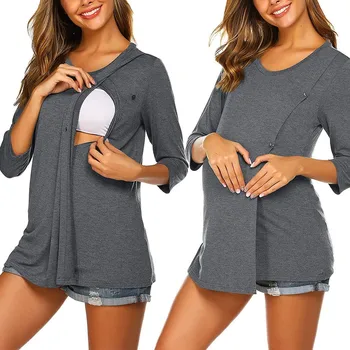 Maternity Breastfeeding Shirt Women Cotton Long Sleeve Button Down Nursing Tops T-shirt Zwangerschaps Kleding Autumn Clothing
Maternity Breastfeeding Shirt Women Cotton Long Sleeve Button Down Nursing Tops T-shirt Zwangerschaps Kleding Autumn Clothing