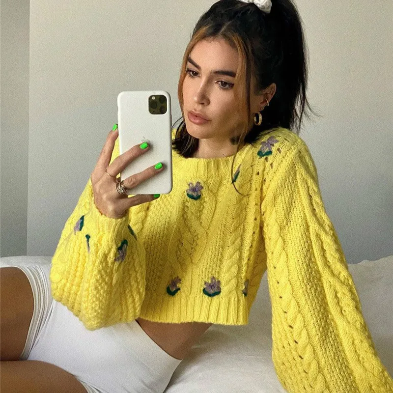 2020 New Style for Autumn and Winter Women's Autumn Coat Lazy Wind Stitched Pattern Lantern Sleeve Short Knit Top Sweater
2020 New Style for Autumn and Winter Women's Autumn Coat Lazy Wind Stitched Pattern Lantern Sleeve Short Knit Top Sweater