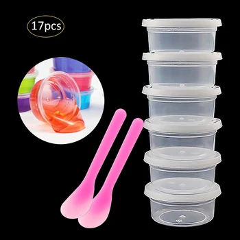 15PCS Clear Slime Containers With 15PCS Corresponding Fit Lids Leakproof Plastic Storage Containers + 2PCS Slime Mixing Spoons
15PCS Clear Slime Containers With 15PCS Corresponding Fit Lids Leakproof Plastic Storage Containers + 2PCS Slime Mixing Spoons