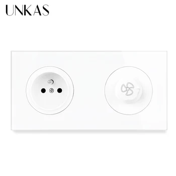 UNKAS French Wall Socket + Female Built-in Fan Controller Regulator Switch 172MM*86MM Crystal Glass Panel Speed Modulator Outlet
UNKAS French Wall Socket + Female Built-in Fan Controller Regulator Switch 172MM*86MM Crystal Glass Panel Speed Modulator Outlet