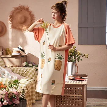 Short Sleeve Home Dressing Gown Cotton Nightwear Cute Women Cartoon Nightdress Intimate Lingerie Casual Korean Version Homewear
Short Sleeve Home Dressing Gown Cotton Nightwear Cute Women Cartoon Nightdress Intimate Lingerie Casual Korean Version Homewear