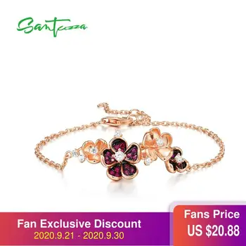 SANTUZZA Silver Bracelet For Women Authentic 925 Sterling Silver Rose Gold Color Delicate Pink Flowers Adjustable Fine Jewelry
SANTUZZA Silver Bracelet For Women Authentic 925 Sterling Silver Rose Gold Color Delicate Pink Flowers Adjustable Fine Jewelry