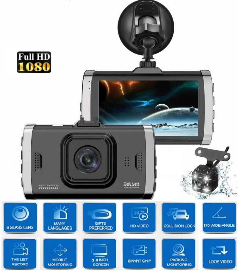 Car Dvr Camera 3.0" Screen Full HD 1080P 30fps Dual Lens with Rear View Dashcam Auto Registrar Car Video Recorder DVRs
Car Dvr Camera 3.0" Screen Full HD 1080P 30fps Dual Lens with Rear View Dashcam Auto Registrar Car Video Recorder DVRs