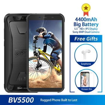 Blackview BV5500 IP68 Waterproof Mobile Phone MTK6580P 2GB+16GB 5.5" 18:9 Screen 4400mAh Android 8.1 Dual SIM Rugged Smartphone
Blackview BV5500 IP68 Waterproof Mobile Phone MTK6580P 2GB+16GB 5.5" 18:9 Screen 4400mAh Android 8.1 Dual SIM Rugged Smartphone