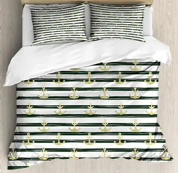 Anchor Duvet Cover Set Horizontal Stripes Nautical Marine Cruise Ocean Trip Decorative 3 Piece Bedding Set with 2 Pillow Shams
Anchor Duvet Cover Set Horizontal Stripes Nautical Marine Cruise Ocean Trip Decorative 3 Piece Bedding Set with 2 Pillow Shams