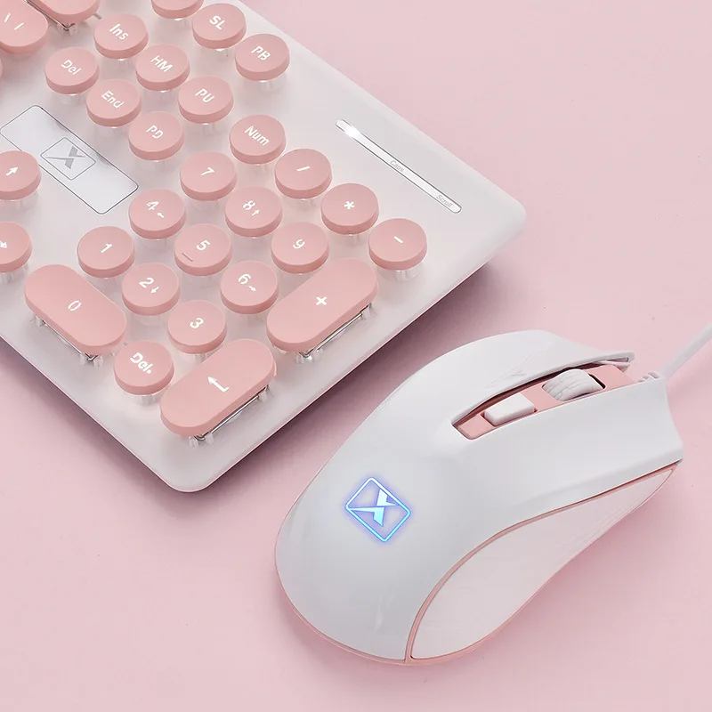 Pink Retro Wired Gaming Keyboard and Mouse Kit Round Keycap Steampunk Keyboard Multimedia Button 1800DPI Mouse for PC Laptop
Pink Retro Wired Gaming Keyboard and Mouse Kit Round Keycap Steampunk Keyboard Multimedia Button 1800DPI Mouse for PC Laptop