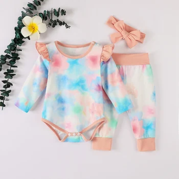 Baby Romper Sets Baby Girl Clothes Suit Tie Dye Romper Orange Long Sleeve Button Infants Clothes 2pcs Suits with Headband 0-12M 
Baby Romper Sets Baby Girl Clothes Suit Tie Dye Romper Orange Long Sleeve Button Infants Clothes 2pcs Suits with Headband 0-12M